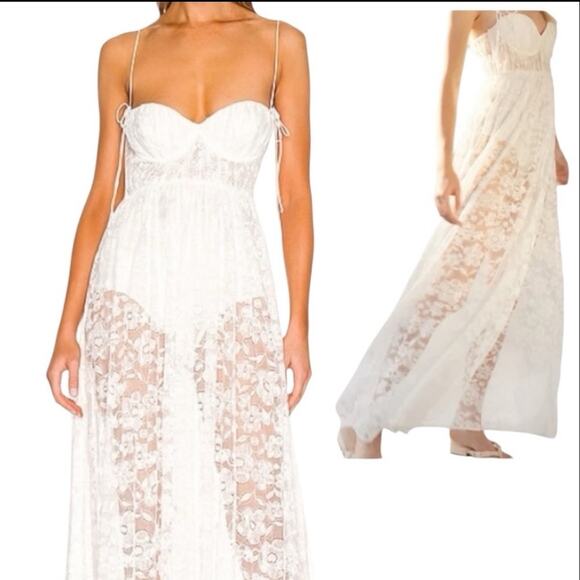 For Love And Lemons Dresses & Skirts - For Love and Lemons Lorena Maxi Dress Size Small White Lace NWT